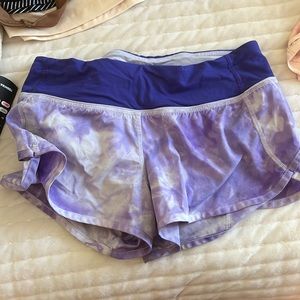 purple lululemon speed up shorts size 2